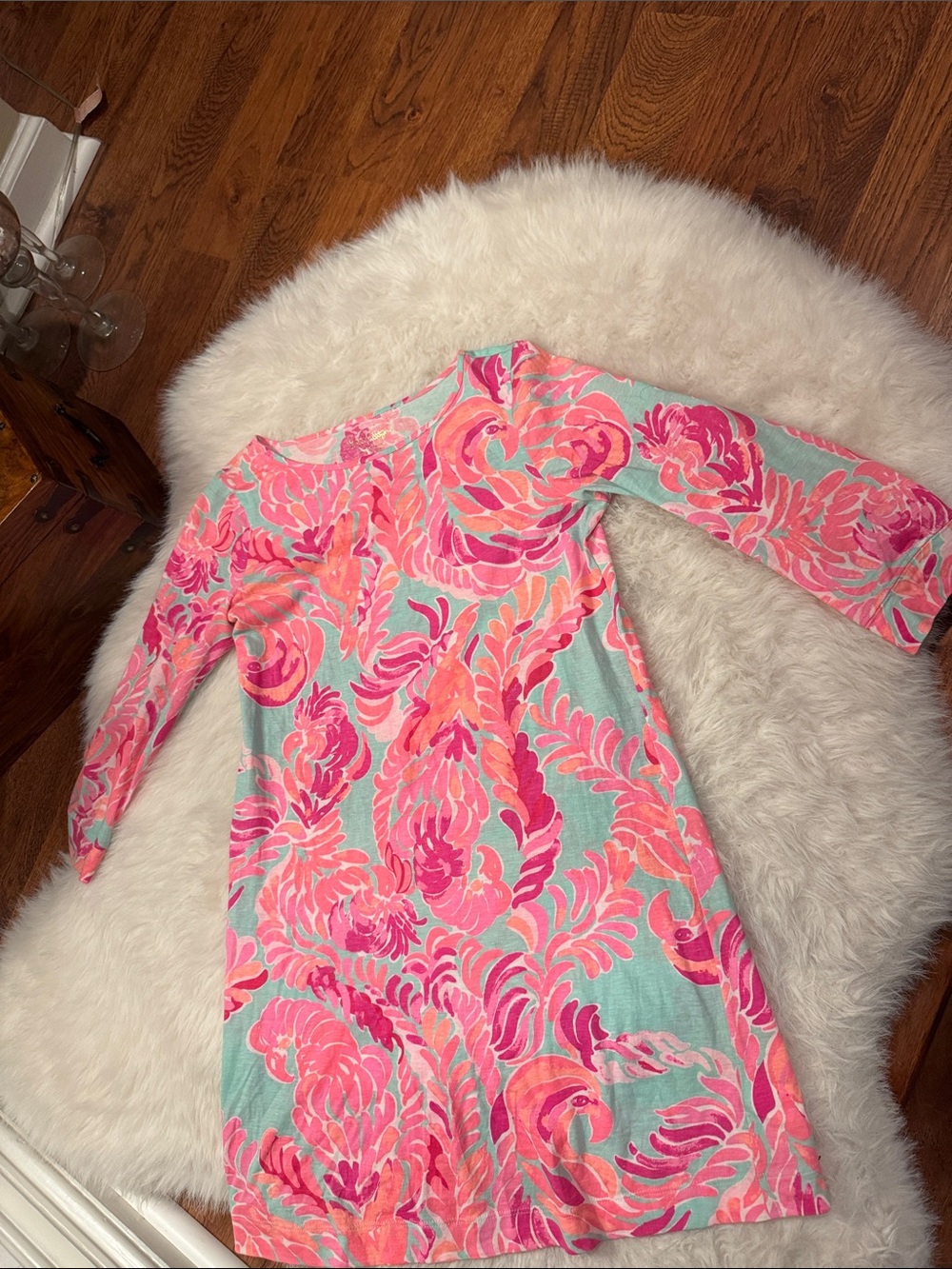 Lilly Pulitzer Floral-Print Long-Sleeve Girls Dress Size 12/14 XL pre-owned